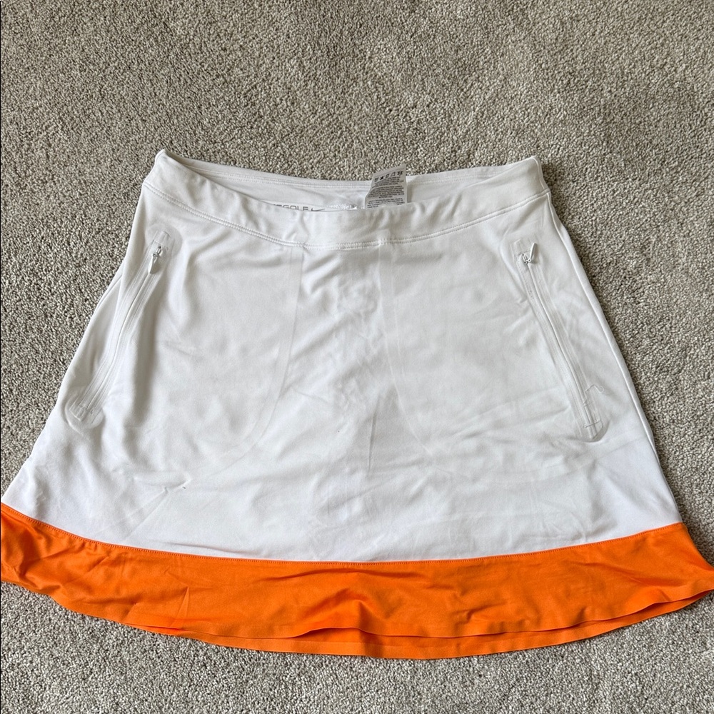 White and Orange Women's Golf Skirt